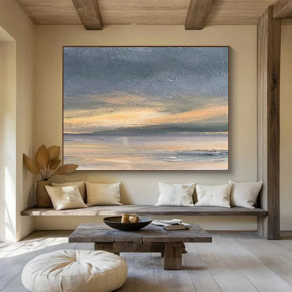 Acrylic Original Painting Shore Subtle Abstract Artwork O9GBS
